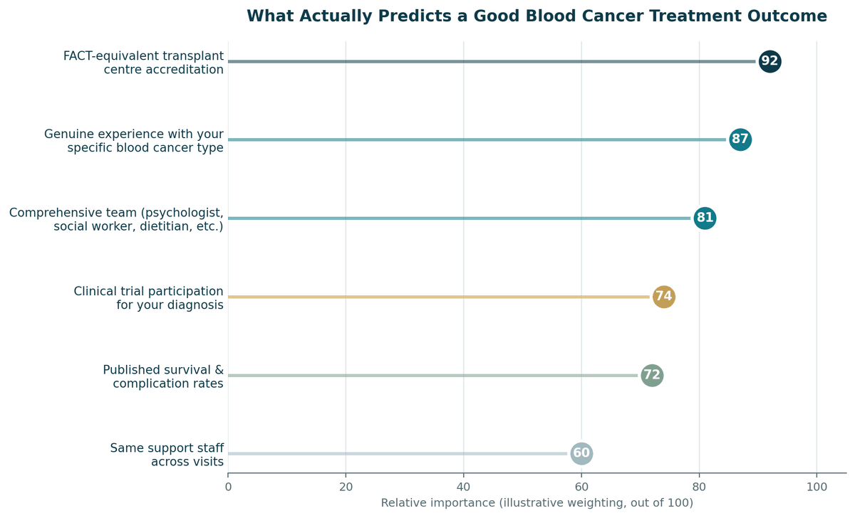 Chart, what predicts a good outcome for Blood Cancer Treatment in India, illustrative relative weighting.