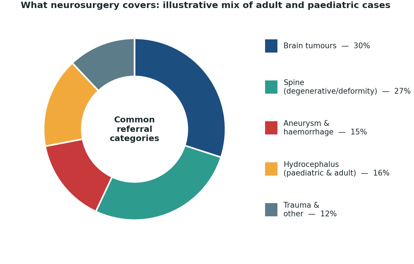 Chart: A rough breakdown of the conditions that typically bring Central African patients to a neurosurgery programme in India
