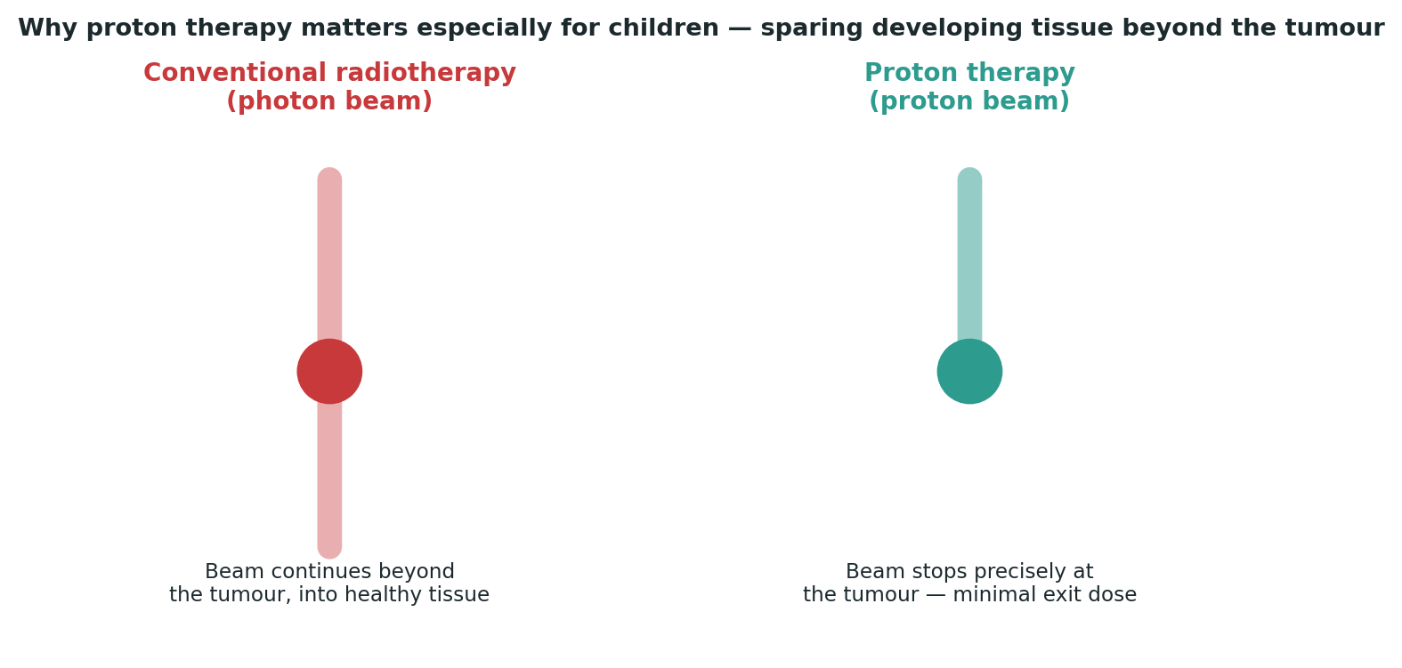 Chart: A genuine physical difference in how the two forms of radiation interact with the body — not simply a marketing distinction