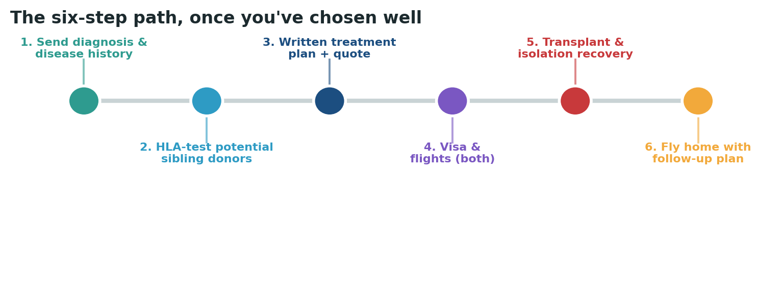 Chart: The practical sequence once you have chosen and verified your specialist and the hospital’s BMT programme