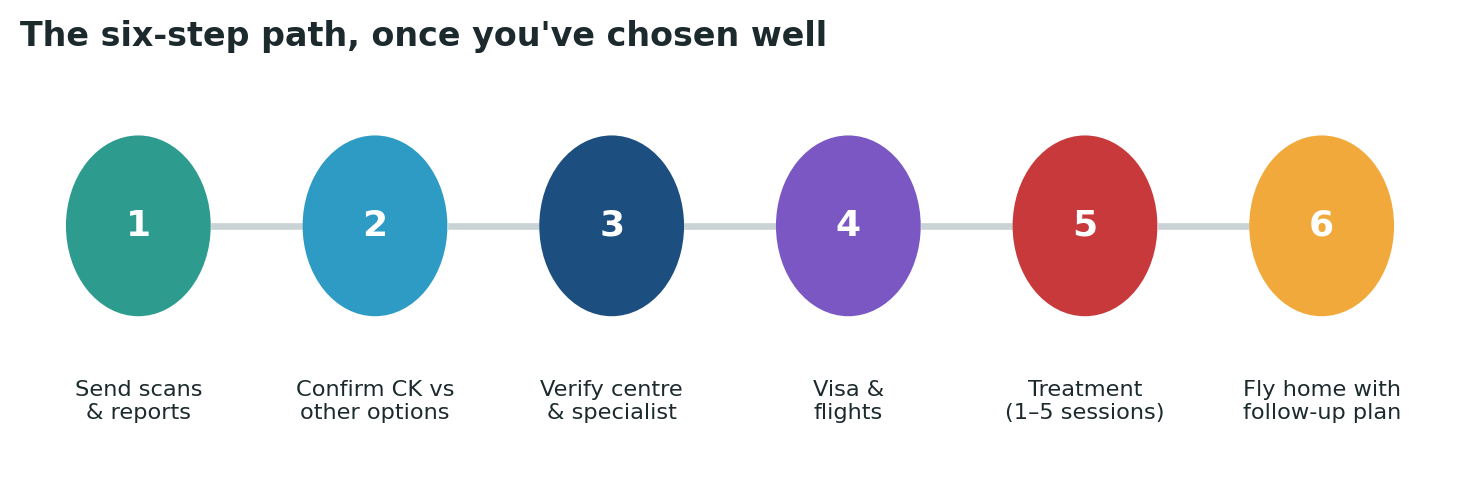 Chart: The practical sequence once you have chosen and verified your specialist and centre