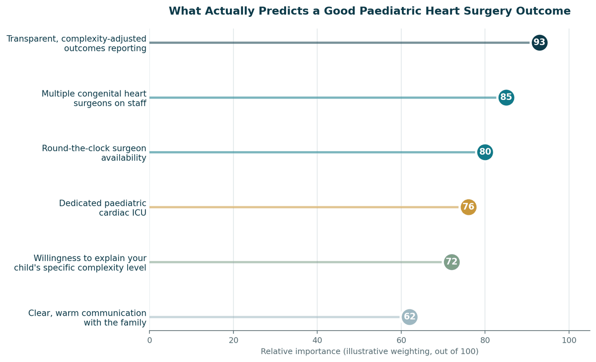 Chart, what predicts a good outcome for Paediatric Heart Surgery in India, illustrative relative weighting.